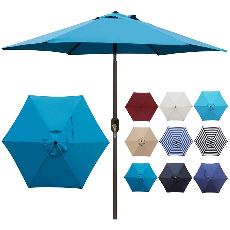Blissun 7.5 ft Patio Umbrella, Yard Umbrella, Outdoor Market Umbrella with Push Button Tilt Crank (Cerulean) - Image 4